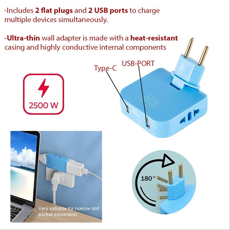 Folding Wall Socket Adapter